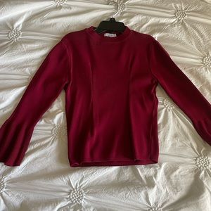 Red long bell sleeve top like new